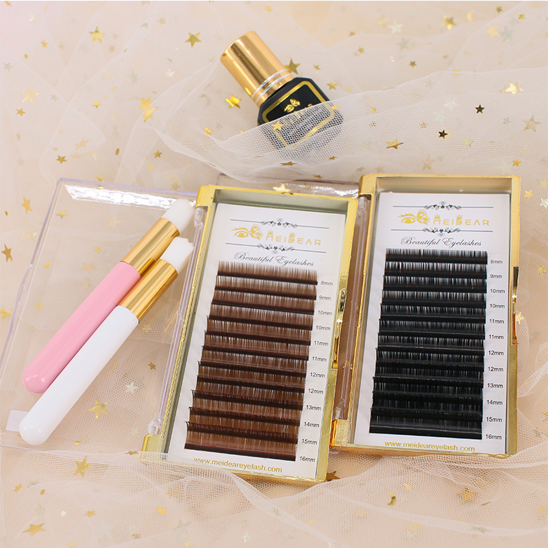 10mm D curl fast fanning lashes extension wholesale distributors packing box custom ES